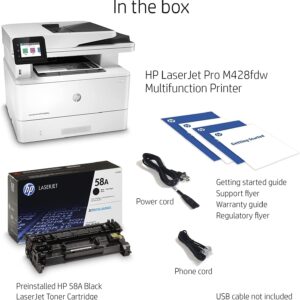 HP Laserjet Pro MFP M428fdw All-in-One Wireless Monochrome Laser Printer for Home Business Office, White - Print Scan Copy Fax - 40 ppm, 50-Sheet ADF, 1200 x 1200 dpi, Auto Duplex Printing, Ethernet