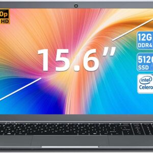 SGIN Laptop 12GB RAM 512GB SSD, 15.6 Inch Laptops with Intel Celeron Quad-Core Processor(up to 2.9 GHz), Full HD 1080P Screen, Mini HDMI, 2.4/5.0G WiFi, Webcam, Bluetooth 4.2, Grey