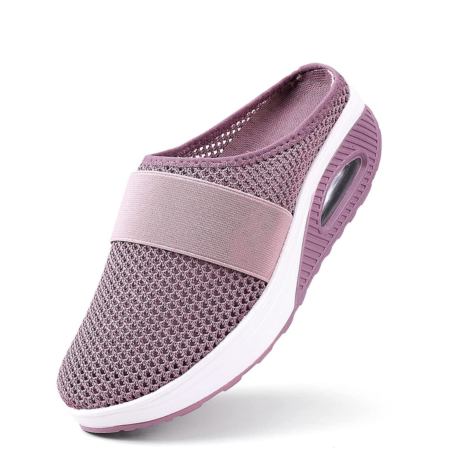 MQSHUHENMY Sevensmz Shoes, Air Cushion Slip-on Walking Shoes Orthopedic Diabetic Walking Shoes, Mesh Orthopedic (Pink,6)