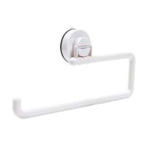 generic suction cup hook kitchen paper holder paper towel case white,reusable paper towel hanger, wall mount paper towel holder white, no drilling plastic paper towel rack for kitchen