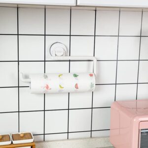 Generic Suction Cup Hook Kitchen Paper Holder Paper Towel Case White,Reusable Paper Towel Hanger, Wall Mount Paper Towel Holder White, No Drilling Plastic Paper Towel Rack for Kitchen