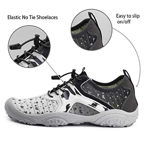 Goodsaleok Men's Women's Water Shoes Quick Dry Aqua Socks Barefoot Beach Brook Water Shoes Boating Surfing Hiking Yoga Daily Wear Match Octopus Sole Grey 11.5/10.5 Size