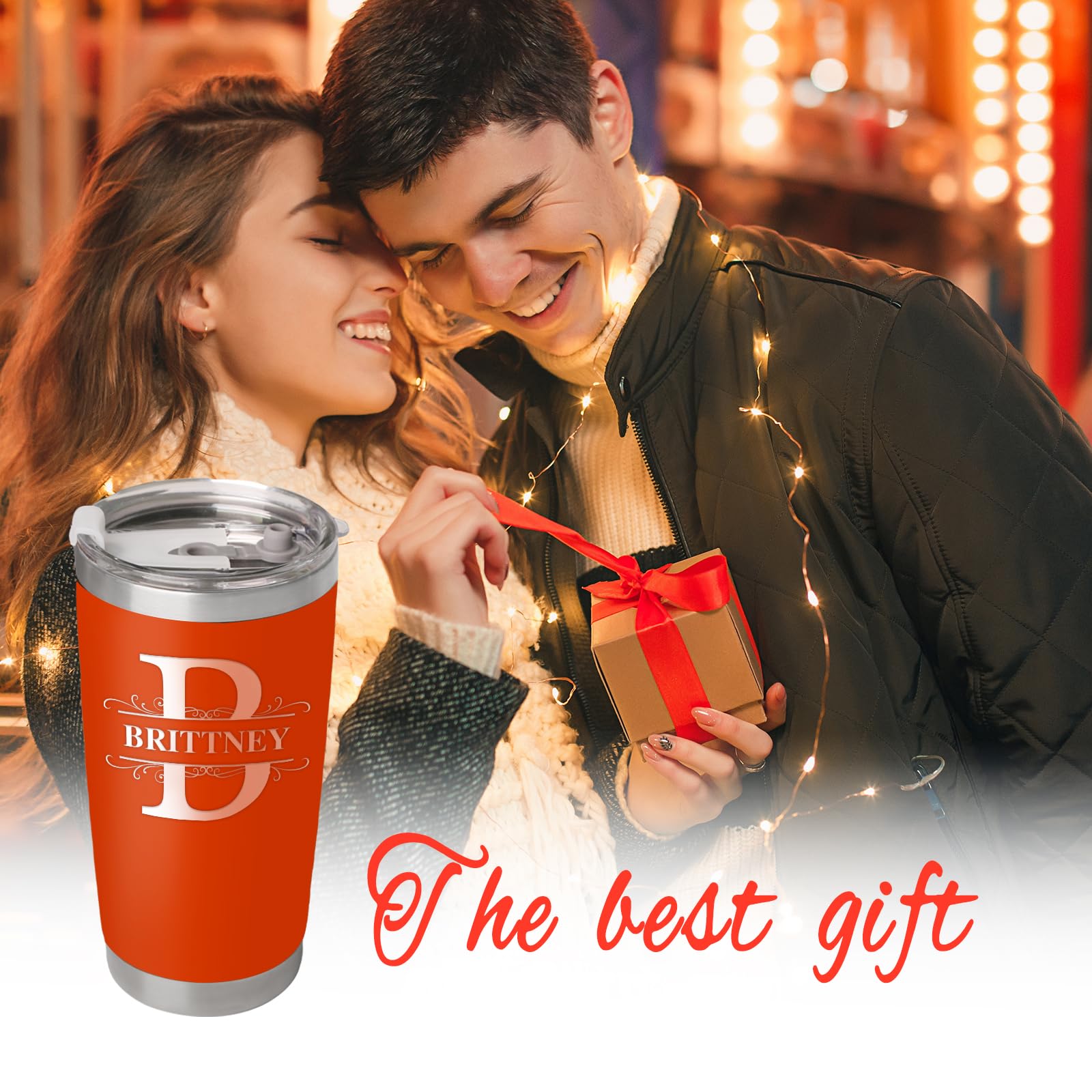Yongqiang Personalized Tumbler with Engraved Name - 12 Designs, 20oz Tumbler w/Lid, Double Wall Insulated Travel Coffee Tumbler, Personalized Gifts for Women Men, Birthday Gifts from daughter, Son