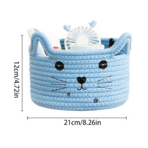 Baby Easter Basket, Cat Ear Cotton Woven Desktop Storage Basket, Cotton Rope Basket, Egg Hunt Bunny Baskets for Kids with Cute Rabbit Ears, Decorative Pet Cotton Rope Storage Basket