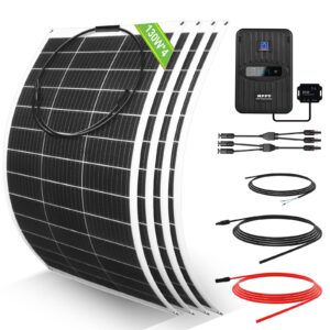 eco-worthy 520watt 12volt flexible solar panel kit for off grid home rv, boat and uneven surfaces:4pcs 130w mono solar panel + 40a 12v mppt charger controller + solar cable + tray cable + y branch