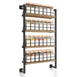zicoto space saving spice rack organizer shelf for wall mount - easy to install modern hanging racks for up to 56 jars - perfect seasoning organizer for your kitchen
