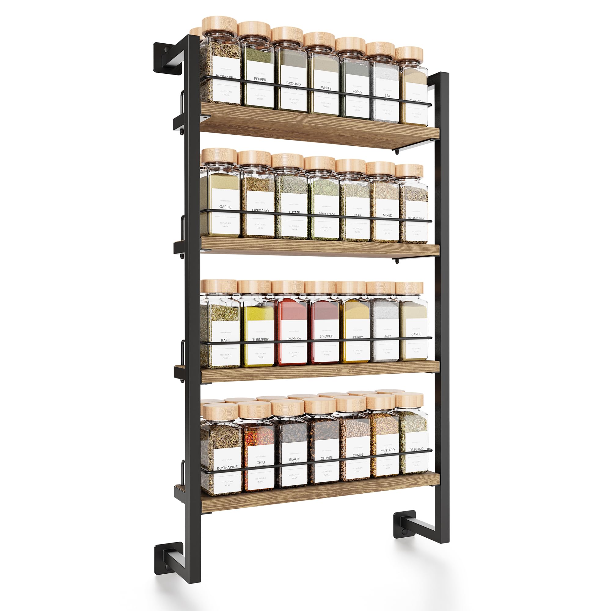 ZICOTO Space Saving Spice Rack Organizer Shelf for Wall Mount - Easy To Install Modern Hanging Racks For up to 56 Jars - Perfect Seasoning Organizer For Your Kitchen