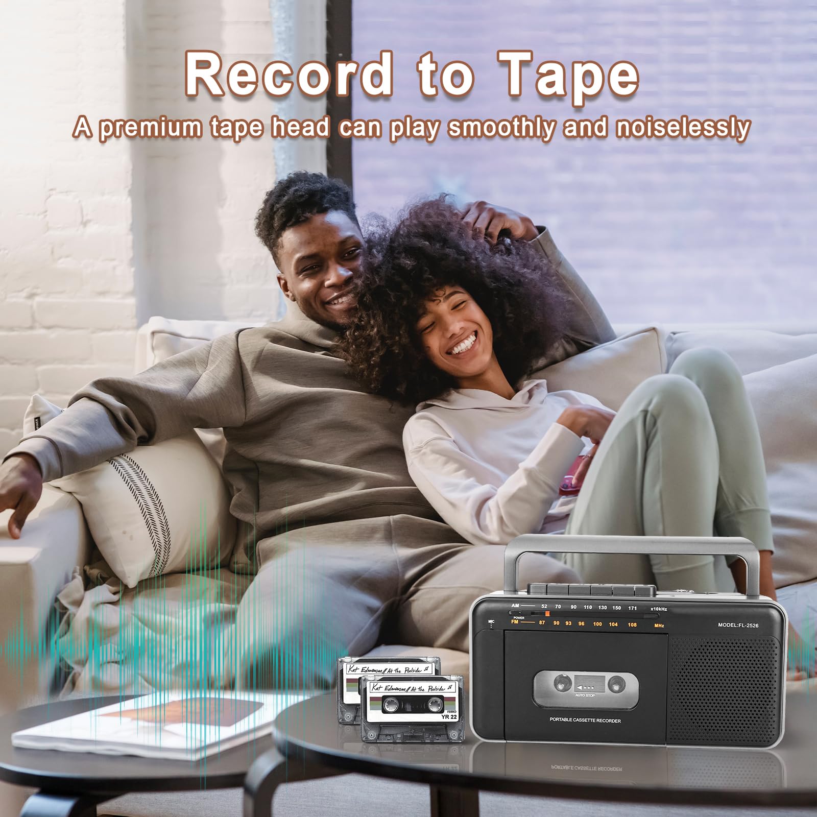 Portable Cassette Tape Player and Recorder with AM FM Radio, LED Power Indicator, Handheld, Loud Speaker,Microphone,3.5mm Earphone Jack,Powered by AC or C Batteries for Gift,Home