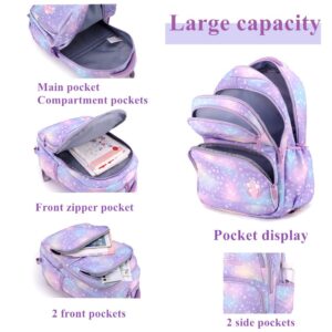 YJMKOI Colorful Heart Print Rolling Backpack for Girls Elementary Trolley Bookbag Primary School Bag with Wheels