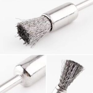 10 Pack Extended Stainless Steel Wire Brush Attachment for Drill with 3mm Mandrel & 6mm End Brush - Perfect for Rust Removal, Paint Stripping & Deburring Tasks