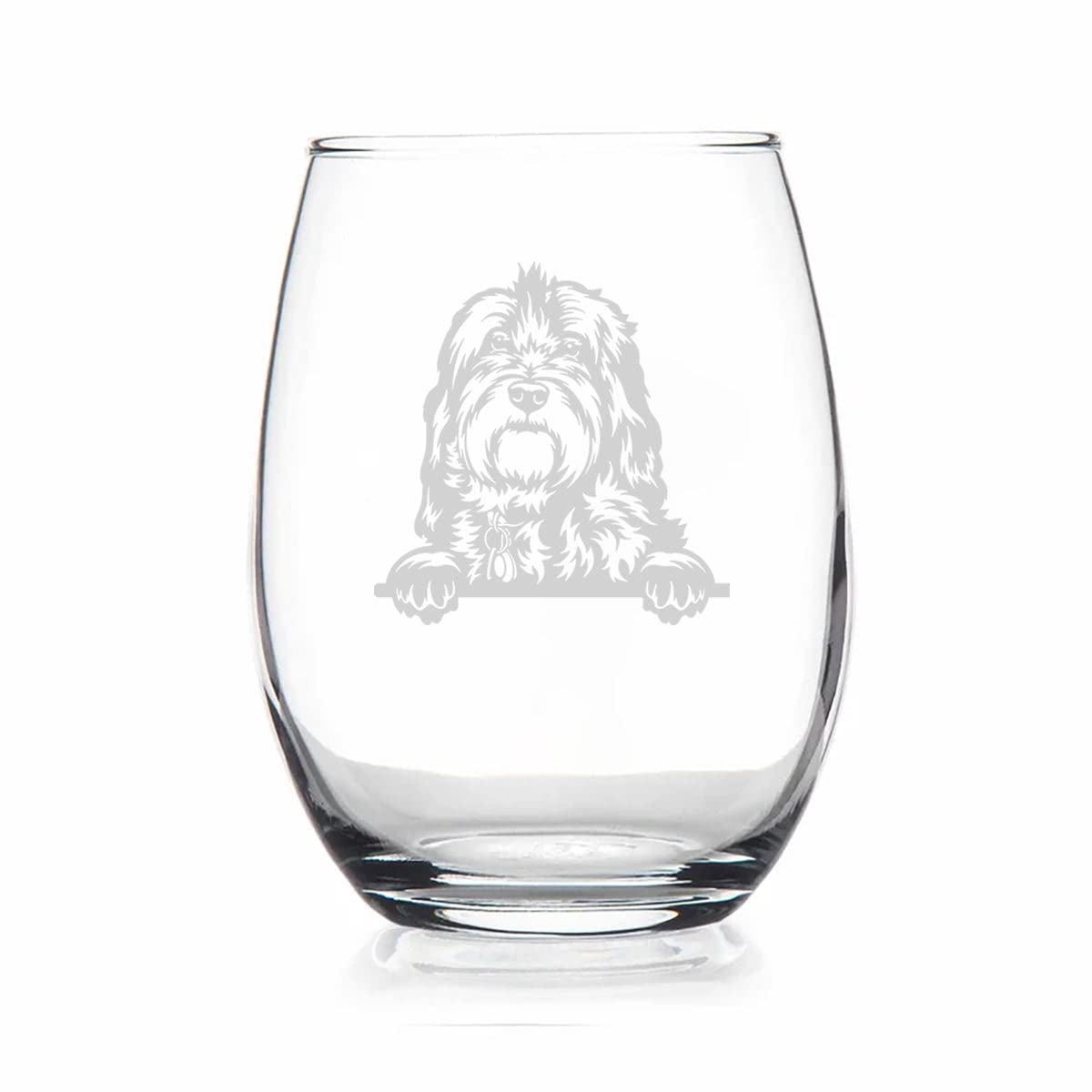 HTDesigns Bernedoodle Peeking Paws Stemless Wine Glass - Bernedoodle Gift - Dog Gift - Pet Gift - Dog Mom Gift - Bernedoodle Wine Glass