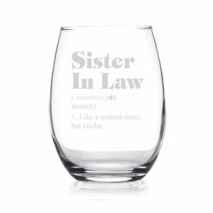 htdesigns sister in law normal but cooler stemless wine glass - sister in law gift - sister in law wine glass