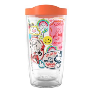 tervis disney 100 anniversary happy faces made in usa double walled insulated tumbler travel cup keeps drinks cold & hot, 16oz, classic