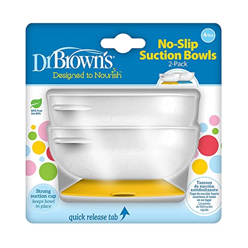 Dr. Brown’s™ Silicone Starter Spoon and Teether, 2-Pack and No-Slip Suction Bowl for Babies and Toddlers, BPA Free, 2-Pack