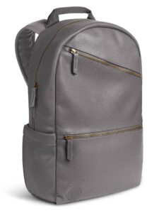 simple modern vegan leather backpack for women & men | mini backpack purse for girls and boys cute small faux pu leather travel bag for work | legacy collection | medium (17" tall) | gray