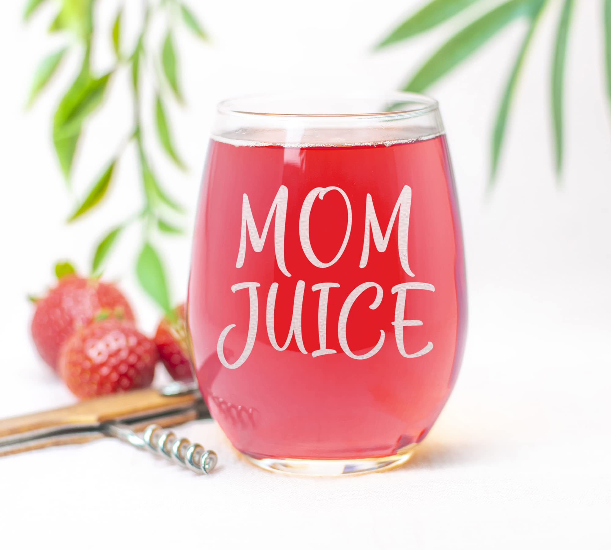 CARVELITA Mom Juice 15oz Funny Wine Glass, Novelty Gag Birthday Present for a New Mom, Friend, Adult Sister, Her Best Christmas Gifts For Women, Mother, Mom - Unique Xmas Wife Gift Idea From Husband