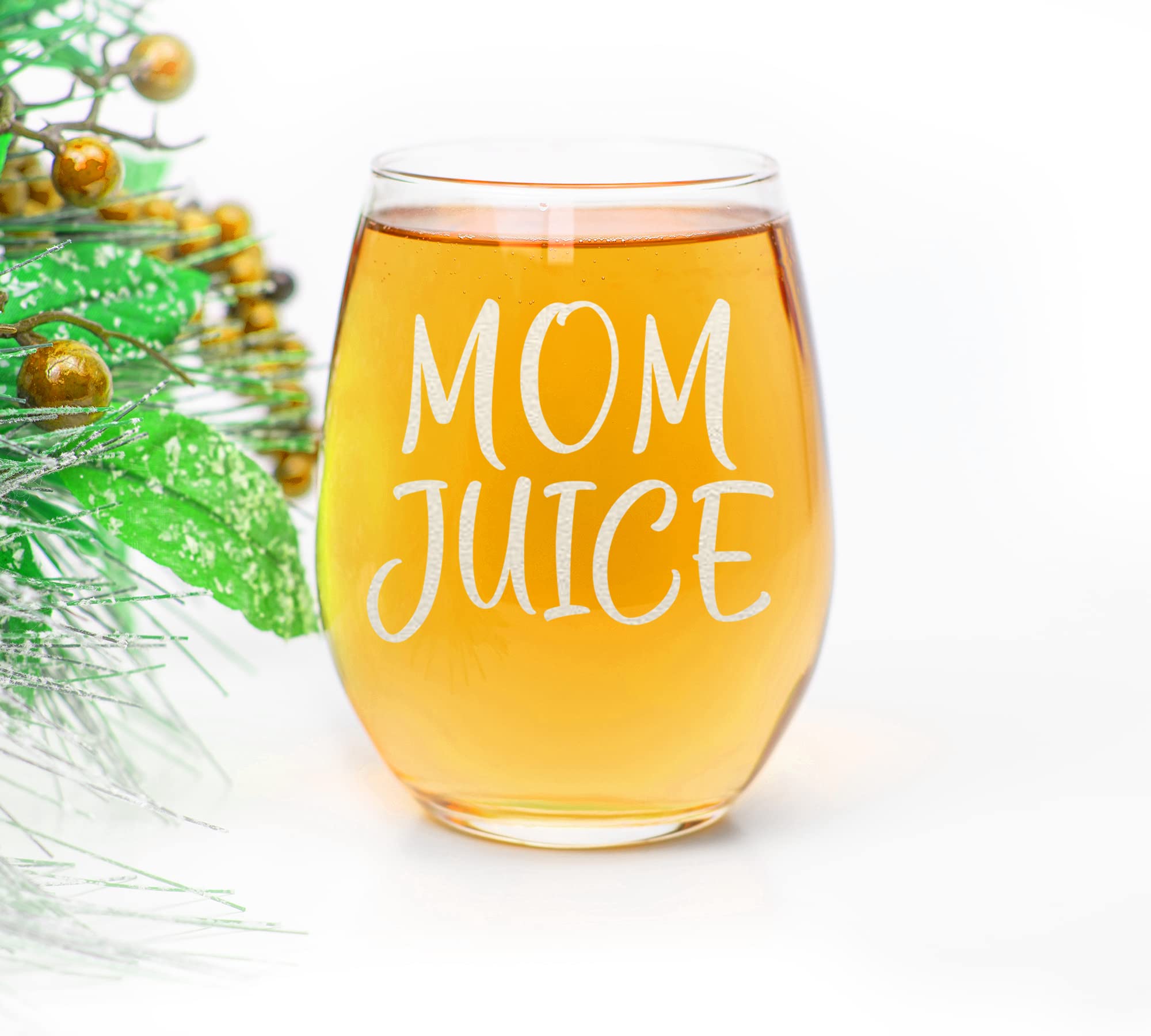 CARVELITA Mom Juice 15oz Funny Wine Glass, Novelty Gag Birthday Present for a New Mom, Friend, Adult Sister, Her Best Christmas Gifts For Women, Mother, Mom - Unique Xmas Wife Gift Idea From Husband