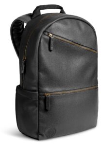 simple modern vegan leather backpack for women & men | mini backpack purse for girls and boys cute small faux pu leather travel bag for work | legacy collection | medium (17" tall) | black