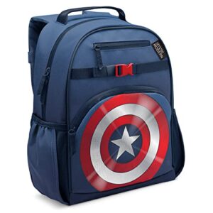 simple modern marvel kids backpack for school boys | avengers elementary backpack for teen | fletcher collection | kids - large (16" tall) | captain america shield