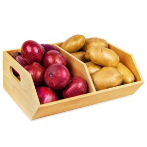 otovioia bamboo storage bin for kitchen organizer, pantry organization and storage basket, versatile containers for produce, fruit, bread, vegetable, potatoes, onions, and garlic