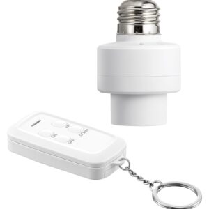 DEWENWILS Remote Control Light Socket with Dimmer, Wireless Light Switch, Dimmable Remote Light Bulbs Socket Switch, 100FT, E26 E27 Base with Controller, No Wiring, for Closet, Basement, ETL Listed