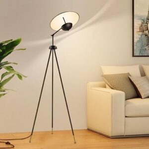 hisoo tripod floor lamp, modern remote control standing lamp with stepless dimmable& color, 69in tall led floor lamp, black industrial floor lamps for living room bedroom office farmhouse decor