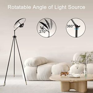 Hisoo Tripod Floor Lamp, Modern Remote Control Standing Lamp with Stepless Dimmable& Color, 69in Tall LED Floor Lamp, Black Industrial Floor Lamps for Living Room Bedroom Office Farmhouse Decor