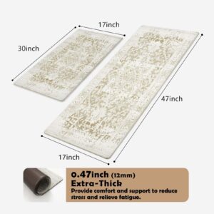 Collive Anti Fatigue Kitchen Mats 2PCS,Non Skid Cushioned Kitchen Rugs and Mats Waterproof Kitchen Mats for Floor Comfort Foam Standing Mat for Home,Kitchen,Office,Desk,Laundry Room