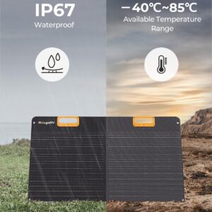 BougeRV 100W Portable Solar Panel for Power Station, Foldable Solar Cell Solar Charger with Adjustable Kickstand, Waterproof IP67 for Outdoor Camping RV Off Grid System