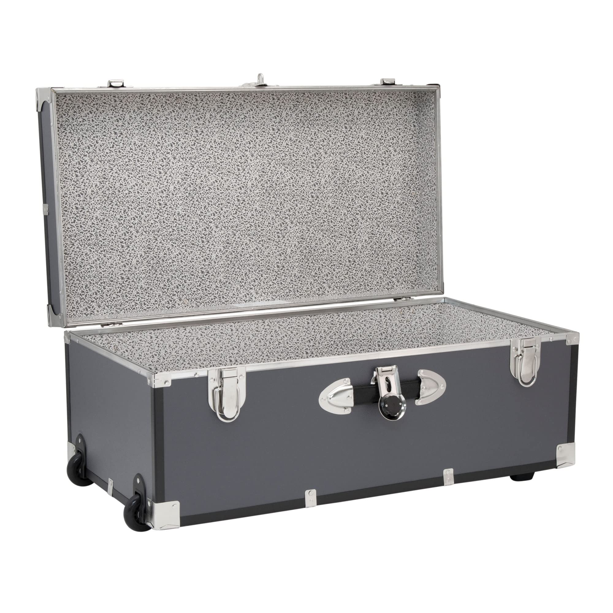 30" Trunk with Wheels & Lock, Wood Storage Container for Adults, Multiple Colors (Color : Gray)