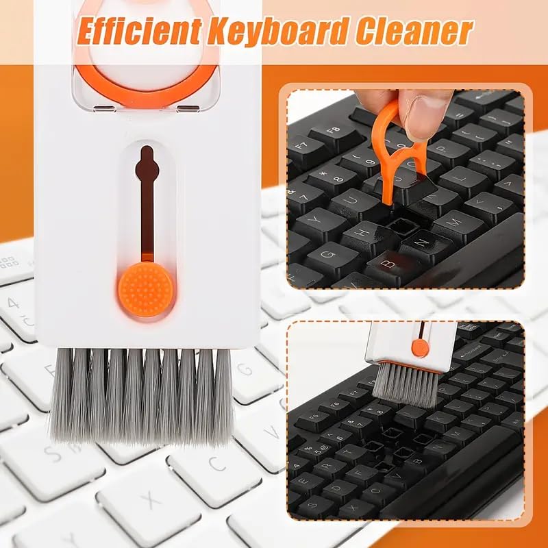 11-in-1 Keyboard Cleaning Kit, Laptop Cleaning Kit Keyboard Brush Cleaner Electronics Cleaner for Cell Phone/Earbuds/Camera Lens/Computer with Multifunctional Cleaning Tool (Orange)