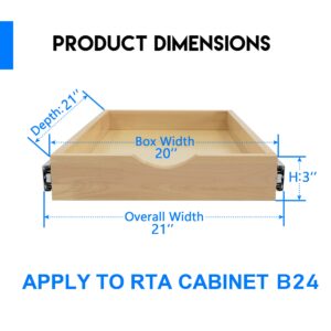 WelFurGeer 20'' Width Pull Out Drawers for Kitchen Cabinets, Cabinet Drawers Pull Out, Pull Out Cabinet Shelf, Slide Out Kitchen Drawers, Wood Slide Out Drawer for Kitchen (20''W x 21''D)