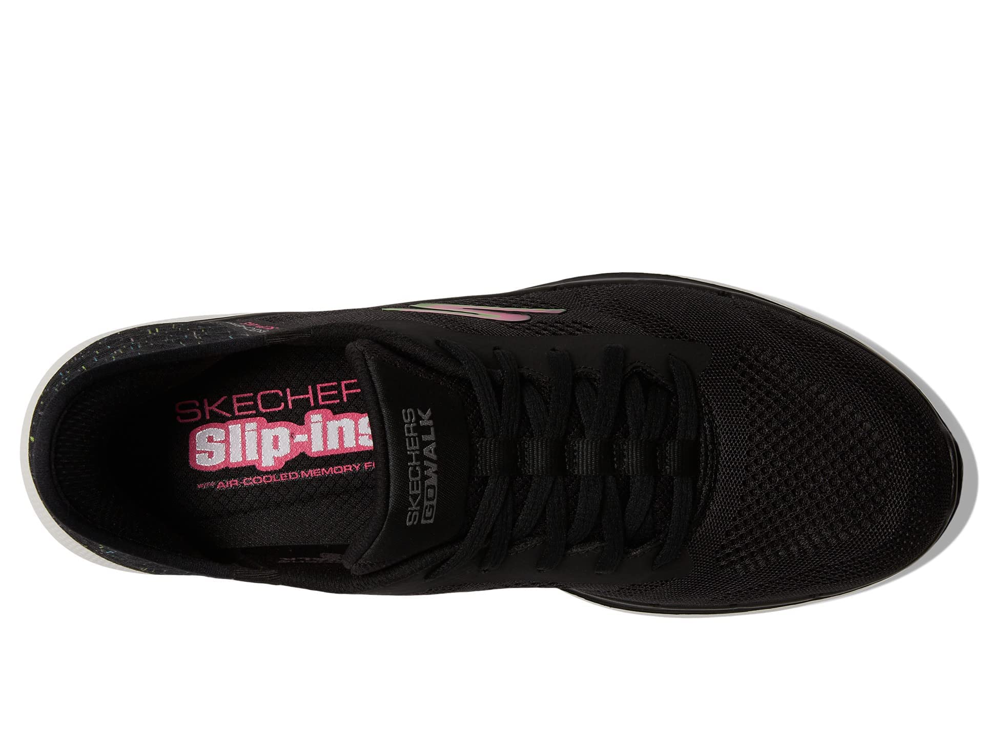 Skechers Go Walk 6 Vivid Idea Hands Free Slip-Ins Black/Multi 8 B (M)