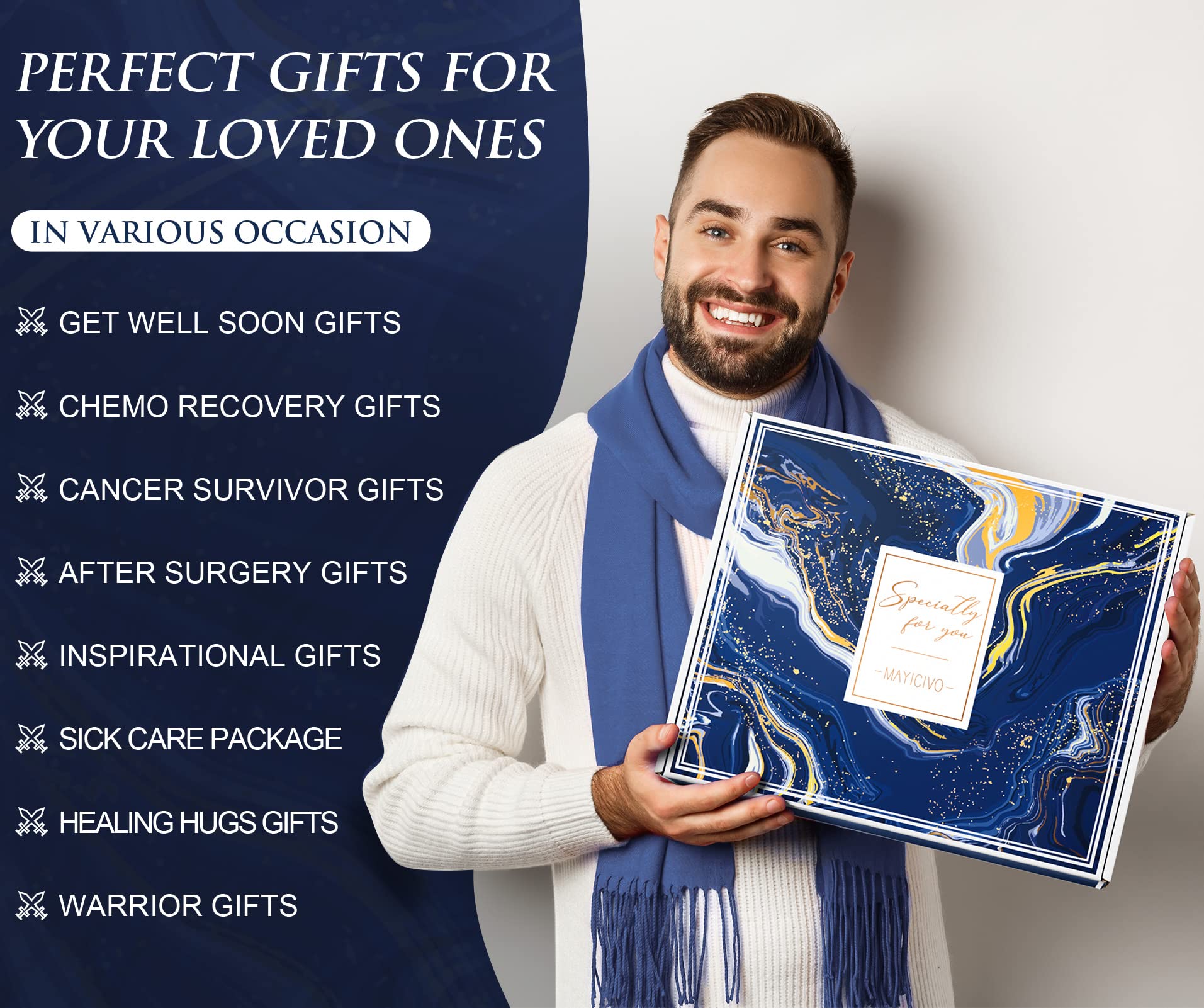 Get Well Soon Gifts for Men, After Surgery Cancer Gifts for Men Chemo Care Package Get Well Gift Basket for Sick Friends, Thinking of You Feel Better Birthday Gifts Box for Men Dad Brother w/Tumbler