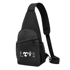 love vet tech unisex chest bag lightweight crossbody shoulder bag travel backpack