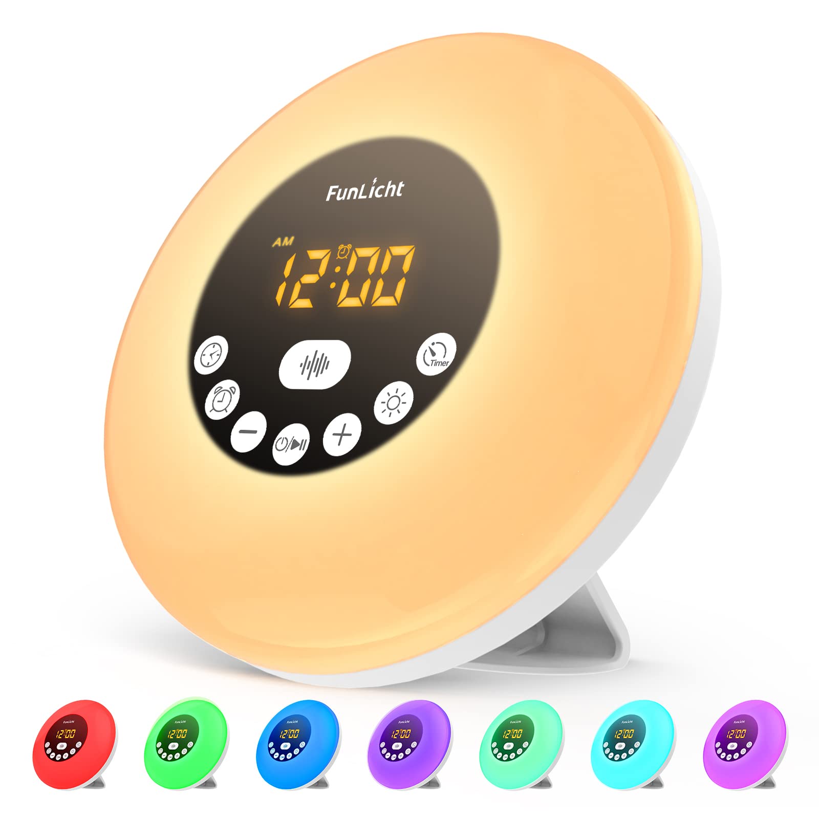 Funlicht Upgraded White Noise Machine with Night Light,4 in 1 Sound Machine Alarm Clock with Wake up Light,10 Soothing Sounds for Sleeping,Noise Maker for Baby Kids Adults,Bedroom,Office,Travel