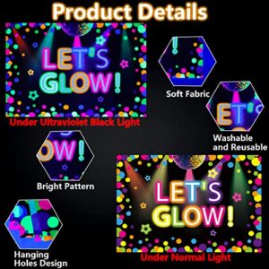 192 Pcs Glow in The Dark Party Supplies - Include Let's Glow Neon Party Backdrop, Neon Balloons, Tablecloth, Glow Sticks Party Pack, Glow Party Supplies Blacklight Neon Party Decorations