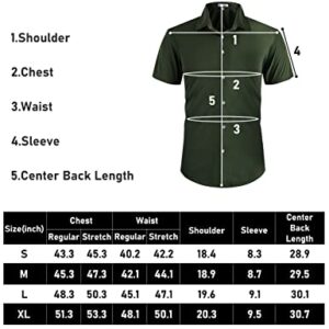 ATFORNA Men's Dress Shirt Slim fit Button Down Shirts Summer Short Sleeve Blouses Tops Men Clothes Green