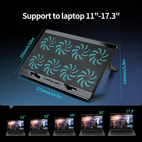 Laptop Cooling Pad with 8 Quite Cooling Fans,Laptop Fan Cooling Pad for 12-17 Inch, Laptop Cooler Stand with 7 Height Adjustable, 2 USB Ports,Wind Speed Adjustable(Black)