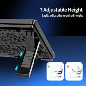 Laptop Cooling Pad with 8 Quite Cooling Fans,Laptop Fan Cooling Pad for 12-17 Inch, Laptop Cooler Stand with 7 Height Adjustable, 2 USB Ports,Wind Speed Adjustable(Black)