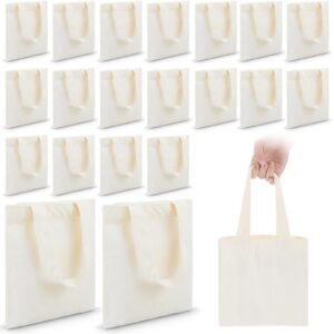 amylove 24 pcs mini tote bag sublimation blank canvas tote bags reusable grocery bags diy sacks goody bags for party event bags(natural color, 8.5 x 8 inch)
