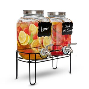 chene de saint mars glass drinks dispenser with metal stand, drinks dispenser for parties, water jug dispenser, water dispenser countertop, beverage dispenser with stand, lemonade stand for kids,