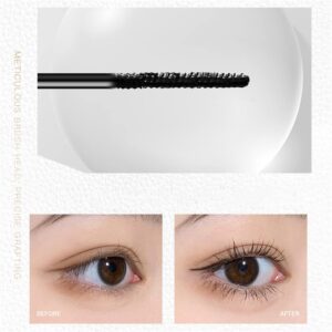 4D Silk Fiber Lash Mascara, 2.5mm Brush Mascara, For Fine Short Eyelash, Black Volume and Length Natural, Waterproof, Smudge-proof, Lengthening Thickening Softer Fuller (1 Pcs)