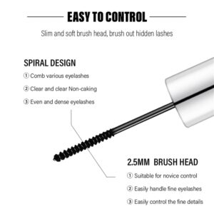 4D Silk Fiber Lash Mascara, 2.5mm Brush Mascara, For Fine Short Eyelash, Black Volume and Length Natural, Waterproof, Smudge-proof, Lengthening Thickening Softer Fuller (1 Pcs)