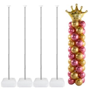 AooeDomi Metal Balloon Column Kit Set of 4, Reusable Telescopic Design with Base, Height Adjustable from 1.5 to 7 Ft, Balloon Stander for Party Decorations