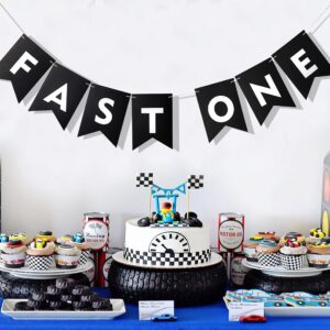 Fast One Banner - Fast One Car Birthday Party, Fast One Flag Banner, First Birthday Party, Vroom Car Party, Fast One Party Decoration