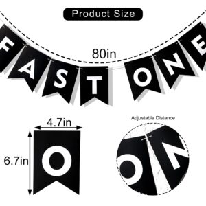 Fast One Banner - Fast One Car Birthday Party, Fast One Flag Banner, First Birthday Party, Vroom Car Party, Fast One Party Decoration