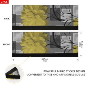 Augenstern Refrigerator Door Handle Covers Geometric-Flowers-Yellow-Grey Kitchen Appliance Decor Handles