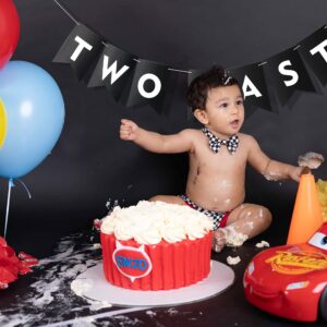 Two Fast Banner - Two Fast Car Birthday Party - Vroom Car Party - Second Birthday Party - Two Fast Flag Banner