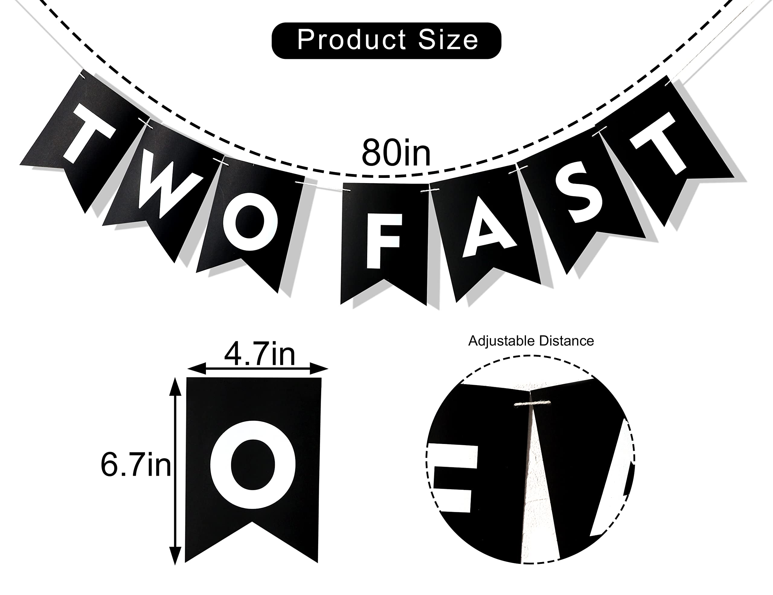 Two Fast Banner - Two Fast Car Birthday Party - Vroom Car Party - Second Birthday Party - Two Fast Flag Banner